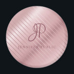 Monogram Modern Elegante Rose Gold Template Magnet<br><div class="desc">Monogram Modern Elegant Rose Gold Template Round Magnet.</div>