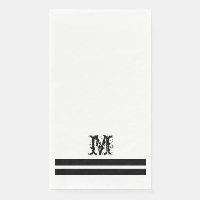 Monogram Modern French Guest Bath Paper Handtücher Serviette (Vorderseite)