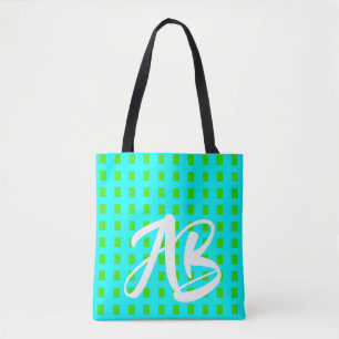 Monogram Modern Fun Aqua Blau und Grün Tasche