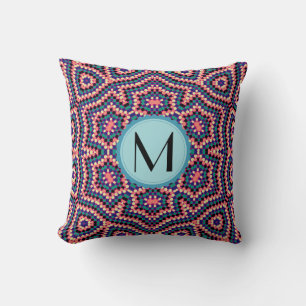 Monogram Modern Geometric Dot Pattern Kissen