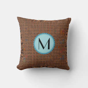 Monogram Modern Geometric Meander Pattern Kissen