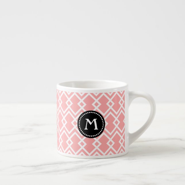 Monogram Modern Geometric Pink Black Espresso Tass Espressotasse (Rechts)