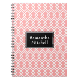 Monogram Modern Geometric Pink Black Notebook Notizblock