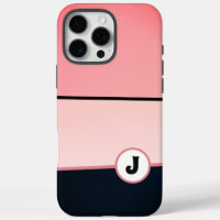 Monogram Modern Girly Chic Pink Black Strip