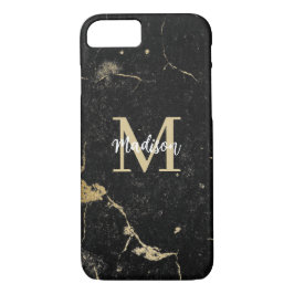 Monogram Modern Gold Black Marble Case-Mate iPhone Hülle