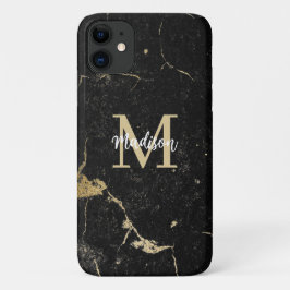 Monogram Modern Gold Black Marble Case-Mate iPhone Hülle