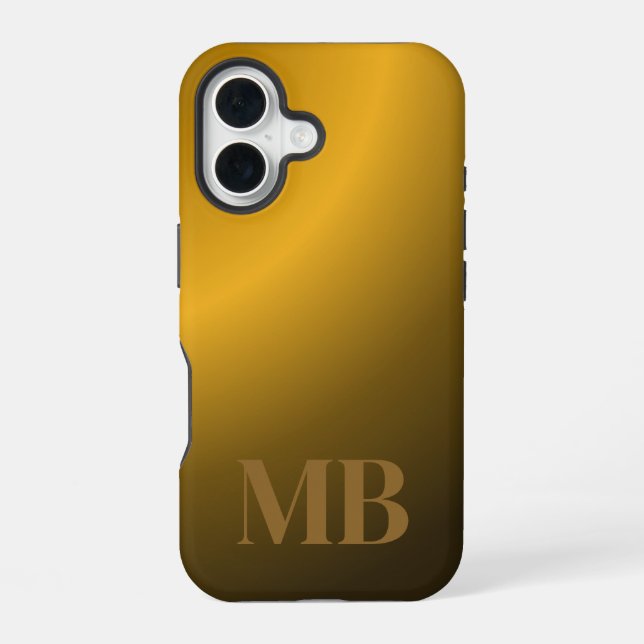 Monogram Modern Gold Tiger Eye iPhone 16 Hülle (Rückseite)
