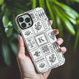 Monogram Modern Grau White Abstrakt Pattern iPhone 16 Pro Max Hülle