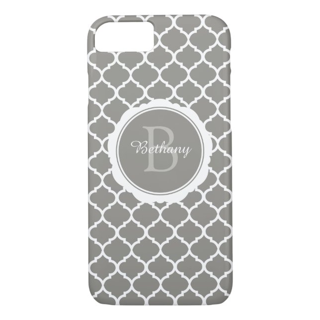Monogram Modern Gray Geometric Case-Mate iPhone Hülle (Rückseite)
