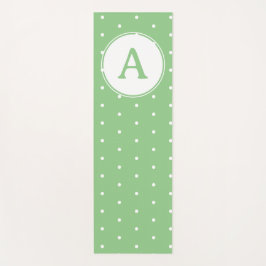 Monogram Modern Green White Polka Dot Muster Yogamatte