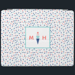 Monogram, Modern Ice Creme Personalisiert Blue iPad Hülle<br><div class="desc">Stylen Sie Ihr iPad mit diesem modernen und skurrilen personalisierten Cover mit einem maßgeschneiderten Monogramm und einer Eiscreme in Blau,  Wasser,  Rosa und Korallen.</div>