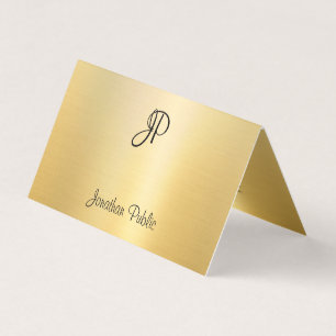Monogram Modern Imitats Gold Calligraphy Script Visitenkarten