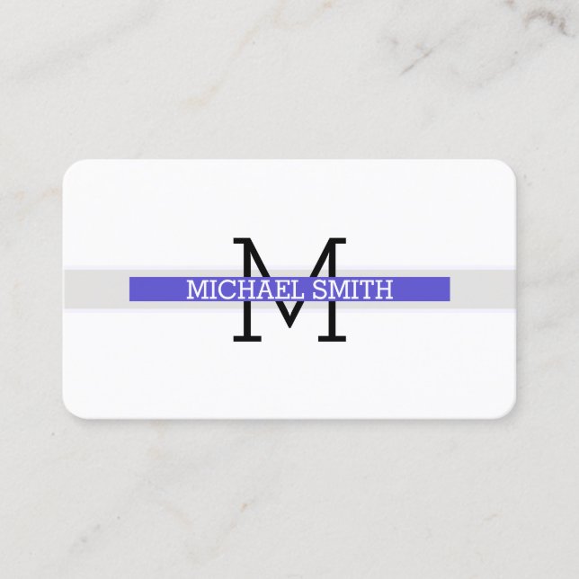 Monogram, Modern Iris Horizontal Line Visitenkarte (Vorderseite)