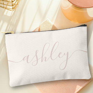 Monogram Modern Ivory Pink Script Calligraphy Zubehörtasche
