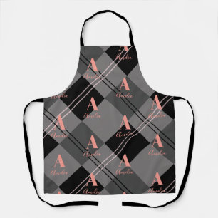 Monogram Modern Kariert Grau Black Pink Schürze