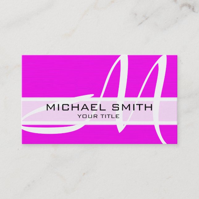 Monogram Modern Magenta Background Visitenkarte (Vorderseite)