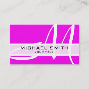 Monogram Modern Magenta Hintergrund Visitenkarte