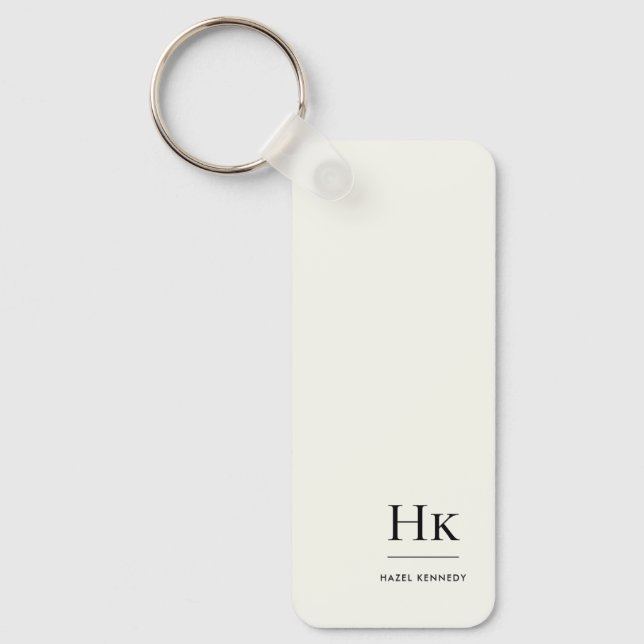 Monogram Modern Minimal Classic Ivory Monogrammed Schlüsselanhänger (Vorderseite)