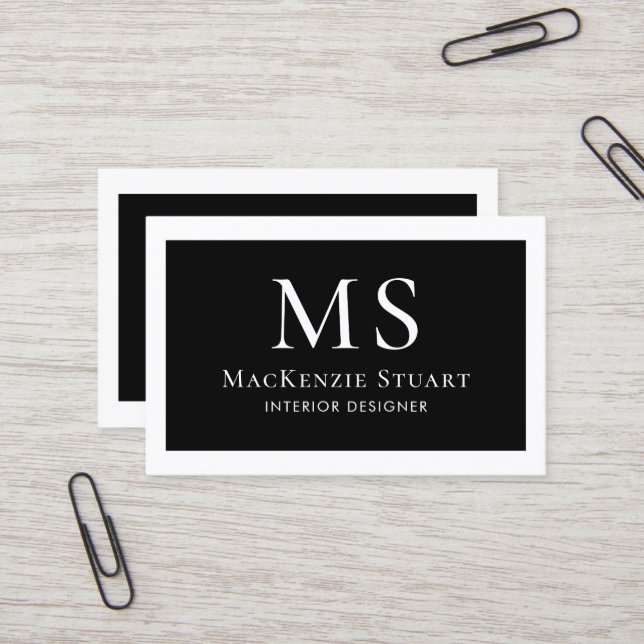 Monogram Modern Minimal einfach kühl Visitenkarte (Vorderseite/Rückseite Beispiel)