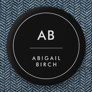 Monogram Modern Minimal einfach Schwarz und Weiß Button