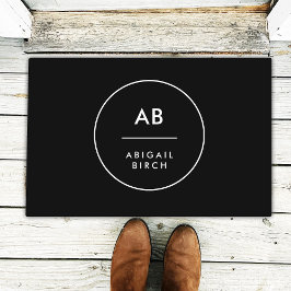 Monogram Modern Minimal einfach Schwarz und Weiß Fußmatte