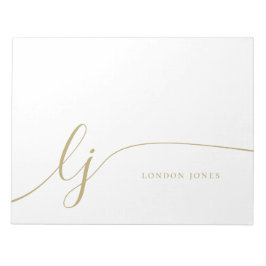 Monogram Modern Minimal Feminine Gold Script Notizblock