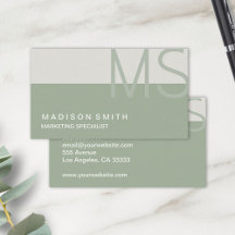 Monogram Modern Minimal Salbeigrün Geschäftlich