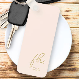 Monogram Modern Minimal Script Initials Blush Gold Schlüsselanhänger