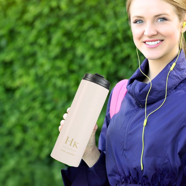 Monogram Modern Minimal Simple Classic Blush Gold Thermosbecher (Von Creator hochgeladen)