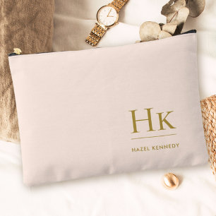 Monogram Modern Minimalistisch Blush Pink Gold Chi Zubehörtasche