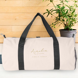 Monogram Modern Minimalistisch Blush Pink Gold Scr Duffle Bag