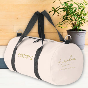 Monogram Modern Minimalistisch Blush Pink Gold Scr Duffle Bag