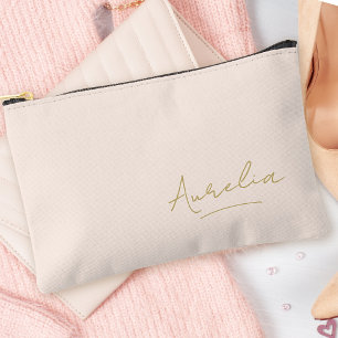 Monogram Modern Minimalistisch Blush Pink Gold Scr Zubehörtasche