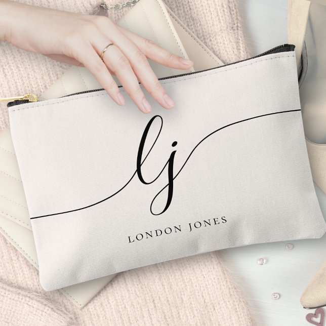 Monogram Modern Minimalistisch Calligraphy Script  Zubehörtasche (Von Creator hochgeladen)