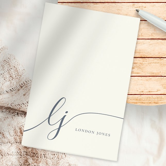 Monogram, Modern Minimalistisch Feminine Ivory Nav Post-it Klebezettel (Von Creator hochgeladen)