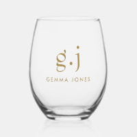 Monogram Modern Minimalistisch Gold Black