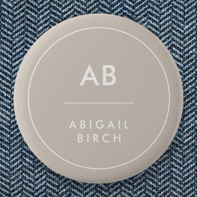 Monogram Modern Minimalistisch Natural Taupe Button (Von Creator hochgeladen)