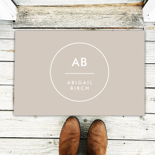 Monogram Modern Minimalistisch Natural Taupe Fußmatte