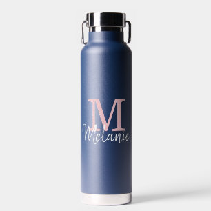 Monogram Modern Minimalistisch Navy Blue Trinkflasche