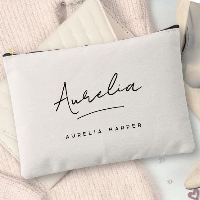 Monogram Modern Minimalistisch Script Simple Chic Zubehörtasche (Von Creator hochgeladen)