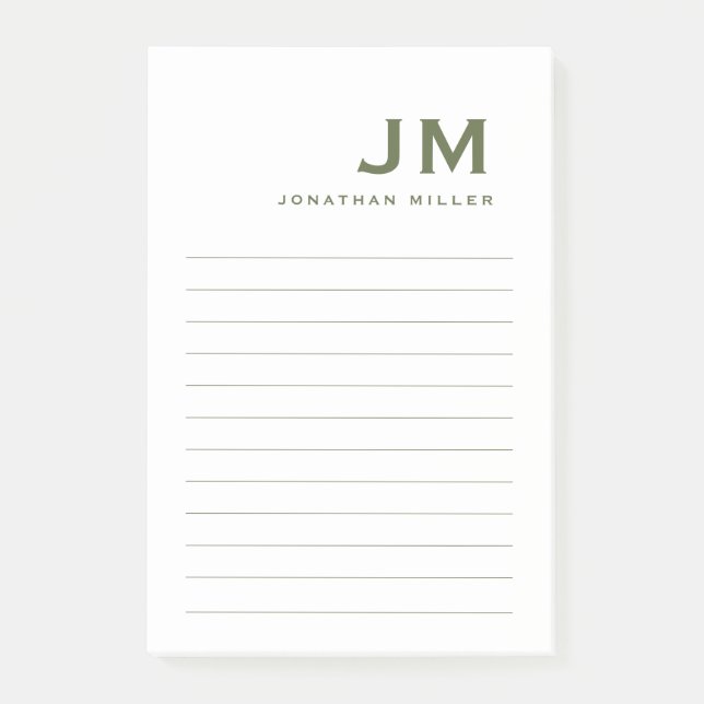 Monogram Modern Minimalistisch Trendy Lined Post-it Klebezettel (Vorderseite)