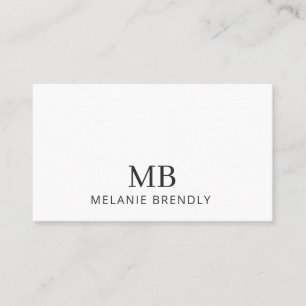 Monogram Modern Minimalistisch White Business Card Visitenkarte