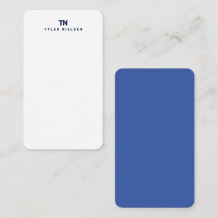 Monogram Modern Navy Blue Typografy Mitteilungskarte