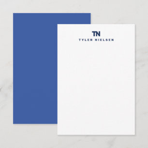 Monogram Modern Navy Blue Typografy Mitteilungskarte