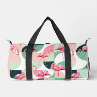 Monogram Modern Pink Flamingo Geometric Girlaname