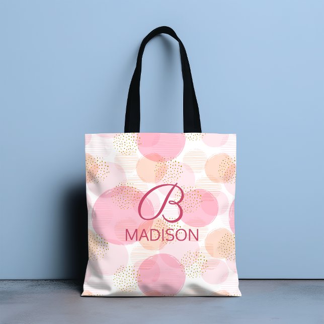 Monogram Modern Pink Girl Glitzer Personalisiert Tasche (Von Creator hochgeladen)