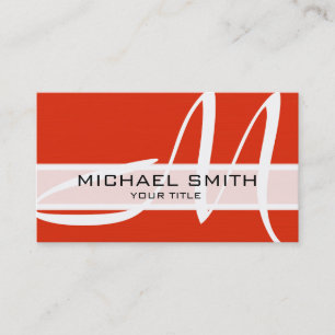 Monogram Modern Red Orange Background Visitenkarte