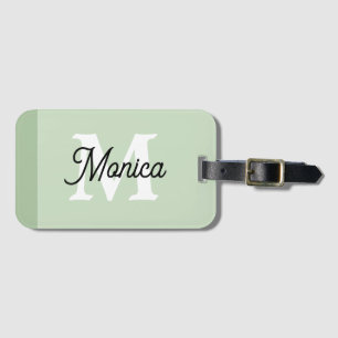 Monogram Modern Sage Green Simple Individuelle Nam Gepäckanhänger