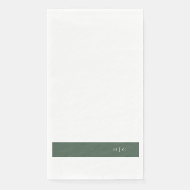 Monogram Modern Sage Moss Schlicht Simple Wedding Serviette (Vorderseite)