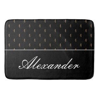 Monogram Modern Schwarz-weiß Gold Elegant Badematte